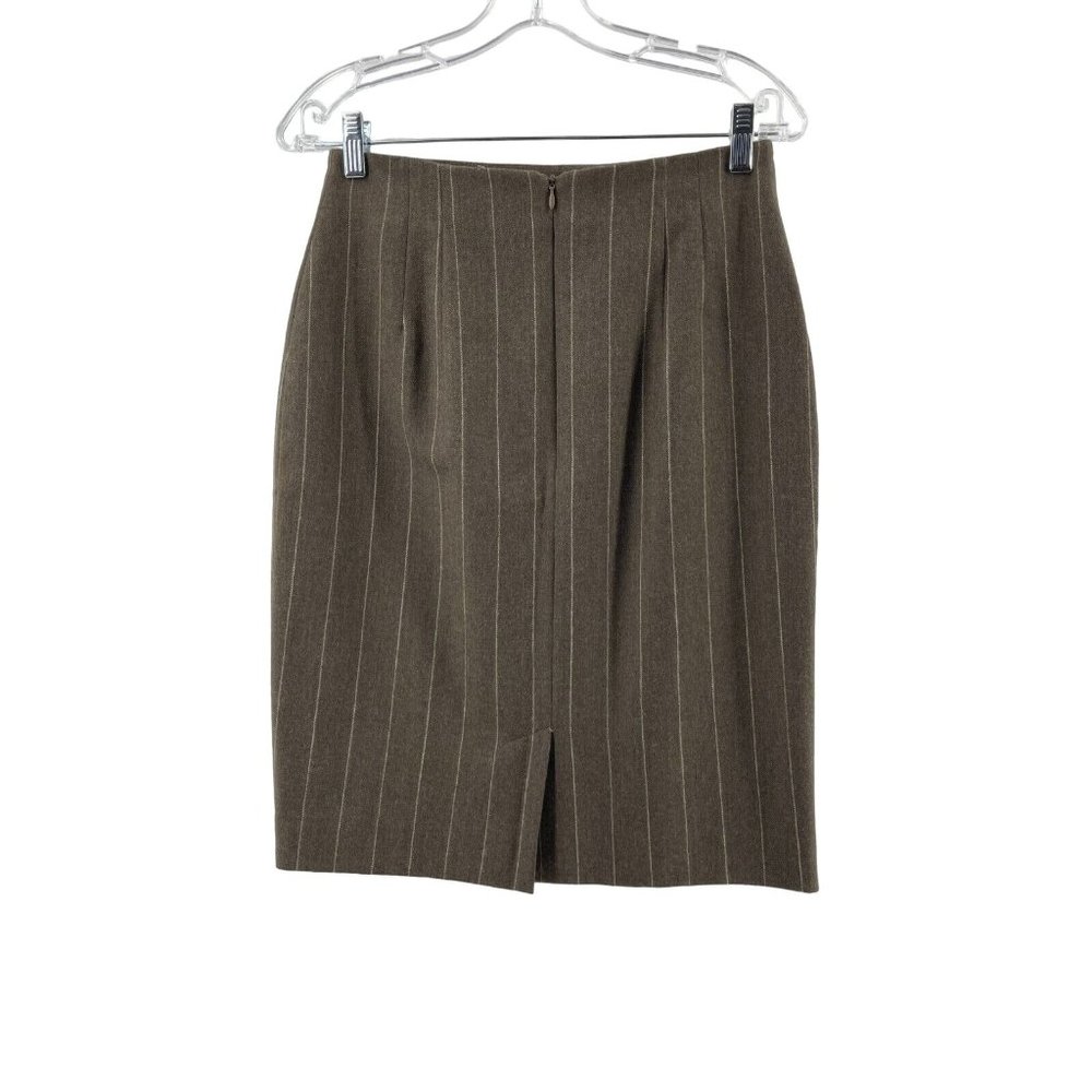 Jones New York Women's Brown Pinstripe 100% Wool Lined Pencil Skirt Size 8 - Picture 4 of 12